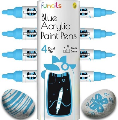 4 Dual Tip Blue Paint Pen Metallic - feine Spitze & mittlere Acryllackmarker