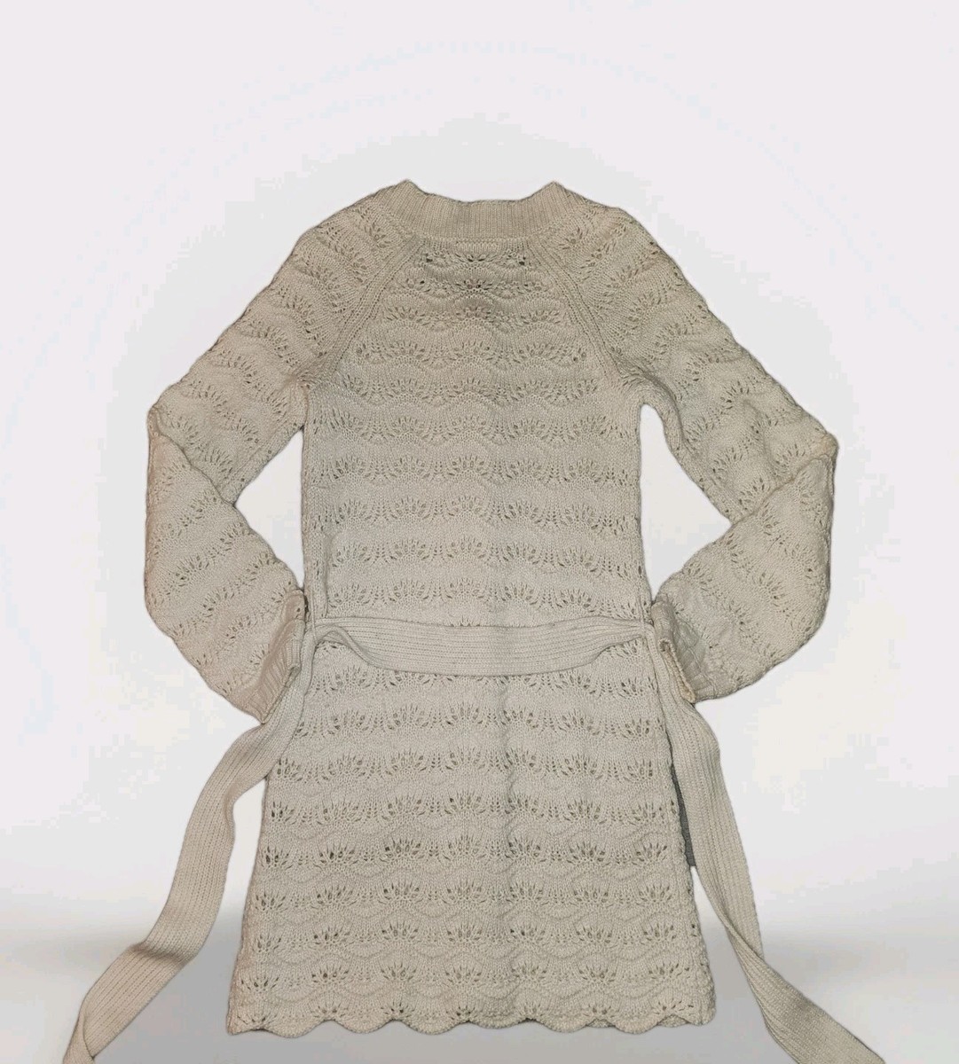 Juicy Couture Y2K Cashmere Angora Wool Cream Knit Cardigan Belted Button Pockets View 5