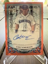 2024 Bowman Sterling Colt Emerson Auto /75 Orange Refractor RC Seattle Mariners 