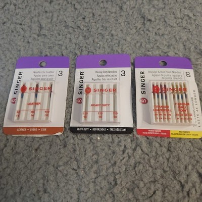 Titanium Regular, Ball Point, Heavy Duty & Leather Machine Needles Lot Of 3