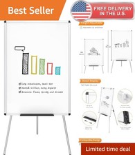 Portable Dry Erase Board Easel 36x24 Inches with Pen Tray Hook Classroom Use