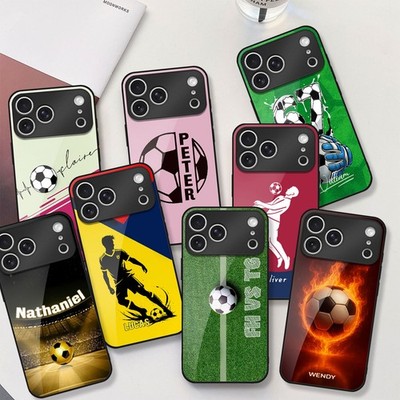 Tempered Glass PC Cover For iPhone 17 Pro/15/16 Custom Football Fans Phone Case
