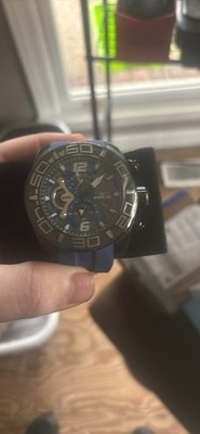 Invicta Men's prodiver chronograph watch Blue Silicone Band Blue Dial Black Case