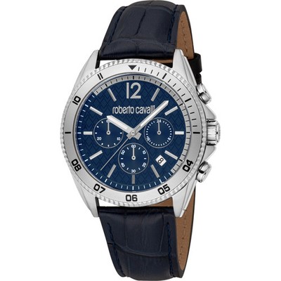 Uhr Roberto Cavalli RC5G099L0125 Herren Chronograph Edelstahl Armband Leder 100m
