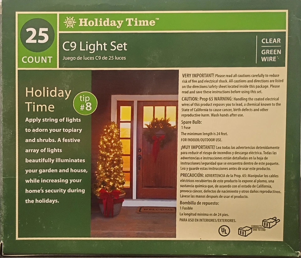 Juego de luces interiores/exteriores Holiday Time 25 unidades C9 CLARO Foto 2 de 3