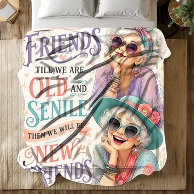 Old Friends New Memories Coral Fleece Blanket Friendship Quote