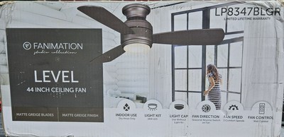 Fanimation Level 44'' Ceiling Fan LED Wall Control  Matte Greige