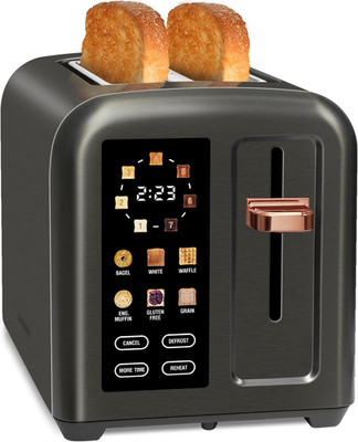 2 Slice Touch Control Toaster LCD 1350W Wide Slots Stainless Dark
