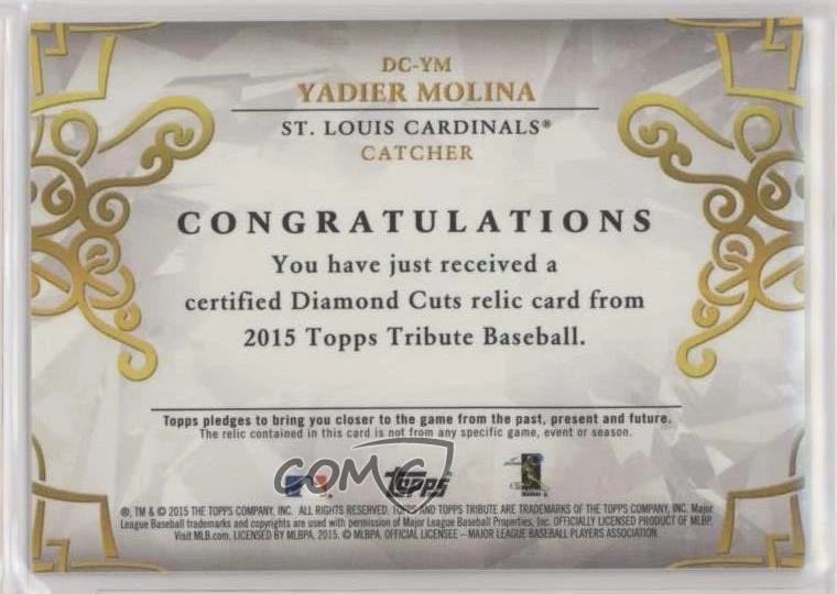 2015 Topps Tribute Diamond Cuts Relics /199 Yadier Molina #DC-YM - Image 2 of 2