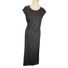 Bar III Plus 3X Black Slimming Ruched Maxi Dress NWT Stretch Side Slit Classic
