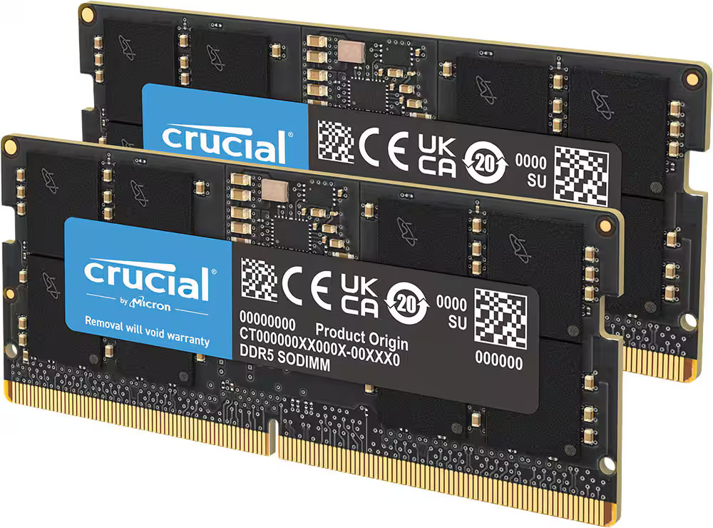 Crucial - 128GB Kit (2x64GB) DDR5 5600MHz C46 SODIMM Laptop Memory
