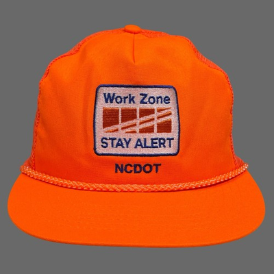 #ad #ad Vintage NCDOT Work Zone Hat Cap Snap Back Orange Mesh Trucker Safety Mens 80s $29.48