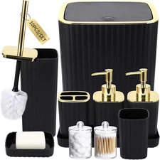 Bathroom Accessories Set - Gorgeous Black Bathroom Set, 10PC Bathroom Accessory 