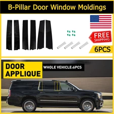 Black Gloss Pillar Post Window Door Trim Cover For 2015-2020 GMC Yukon 926-241