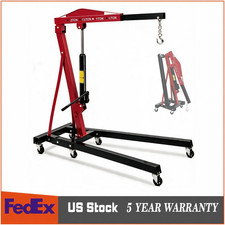 4400lbs Folding Hydraulic Engine Hoist 2 Ton Portable Cherry Picker W 6 Wheels