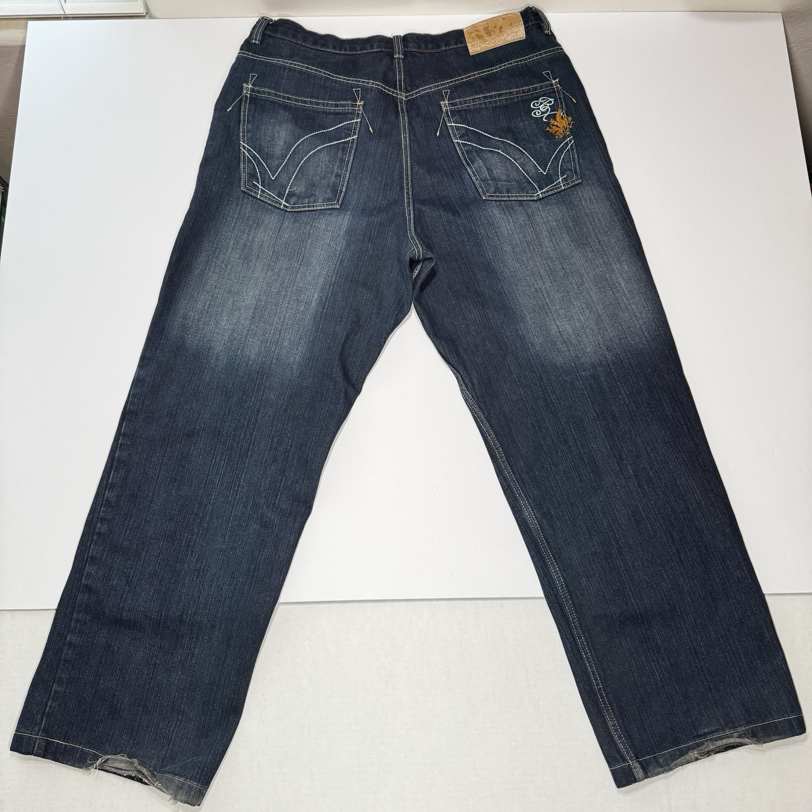 Brooklyn Express Mens 38x31 Black Y2K Baggy Denim Jeans Hip Hop Skater Style