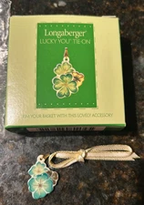 Longaberger Lucky You Tie On 4 Four Leaf Clover Ceramic Tie-On #30542 New in Box