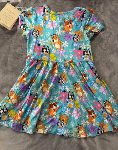 Bluey Bamboo Dress Size 2T Floral Toddler Boutique Soft Stretch NWT