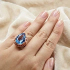 925 Sterling Silver Rose Gold Rings Graceful Cornflower Blue Tanzanite 15.10Ct