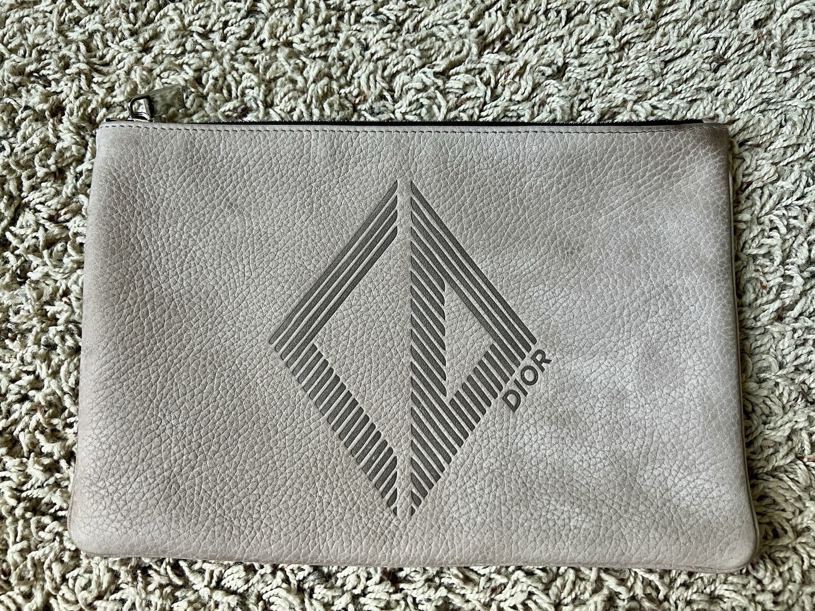 Christian Dior Suede Zip Pouch Beige Authentic