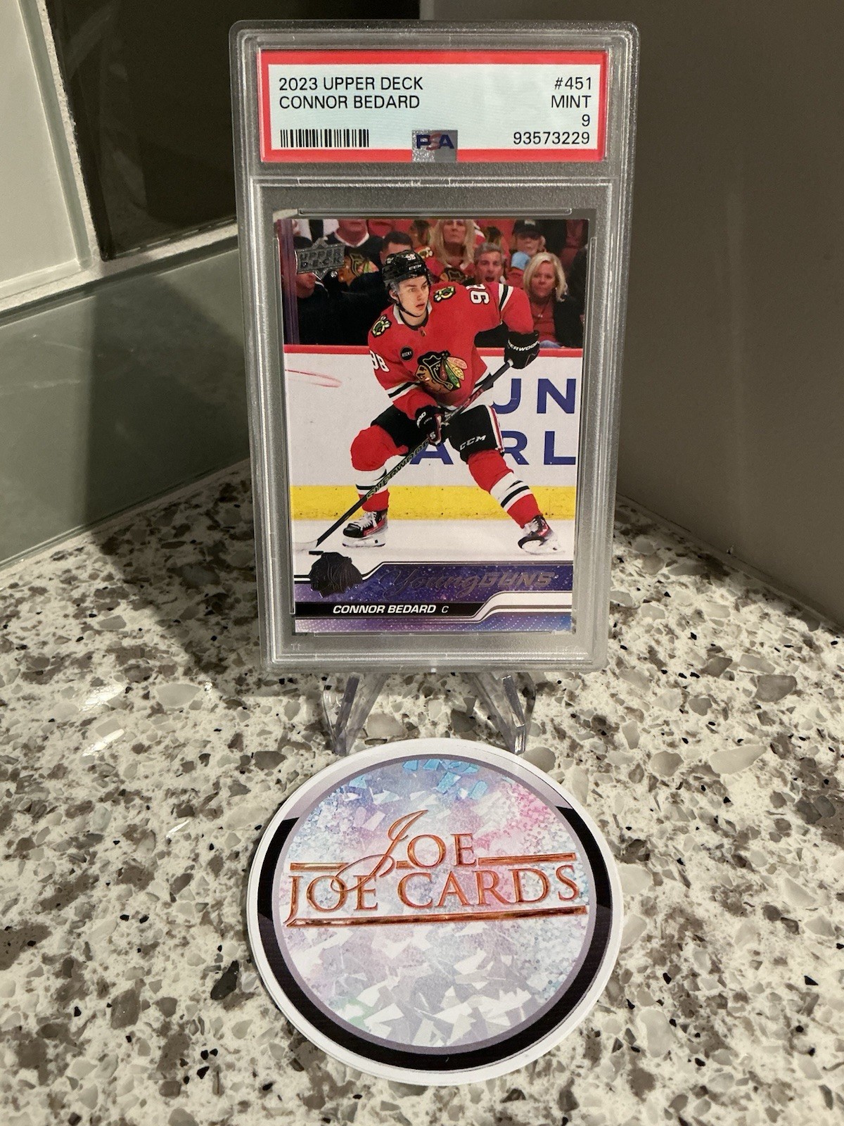 2023 UPPER DECK 451 CONNOR BEDARD PSA 9 YOUNG GUNS ROOKIE CARD RC