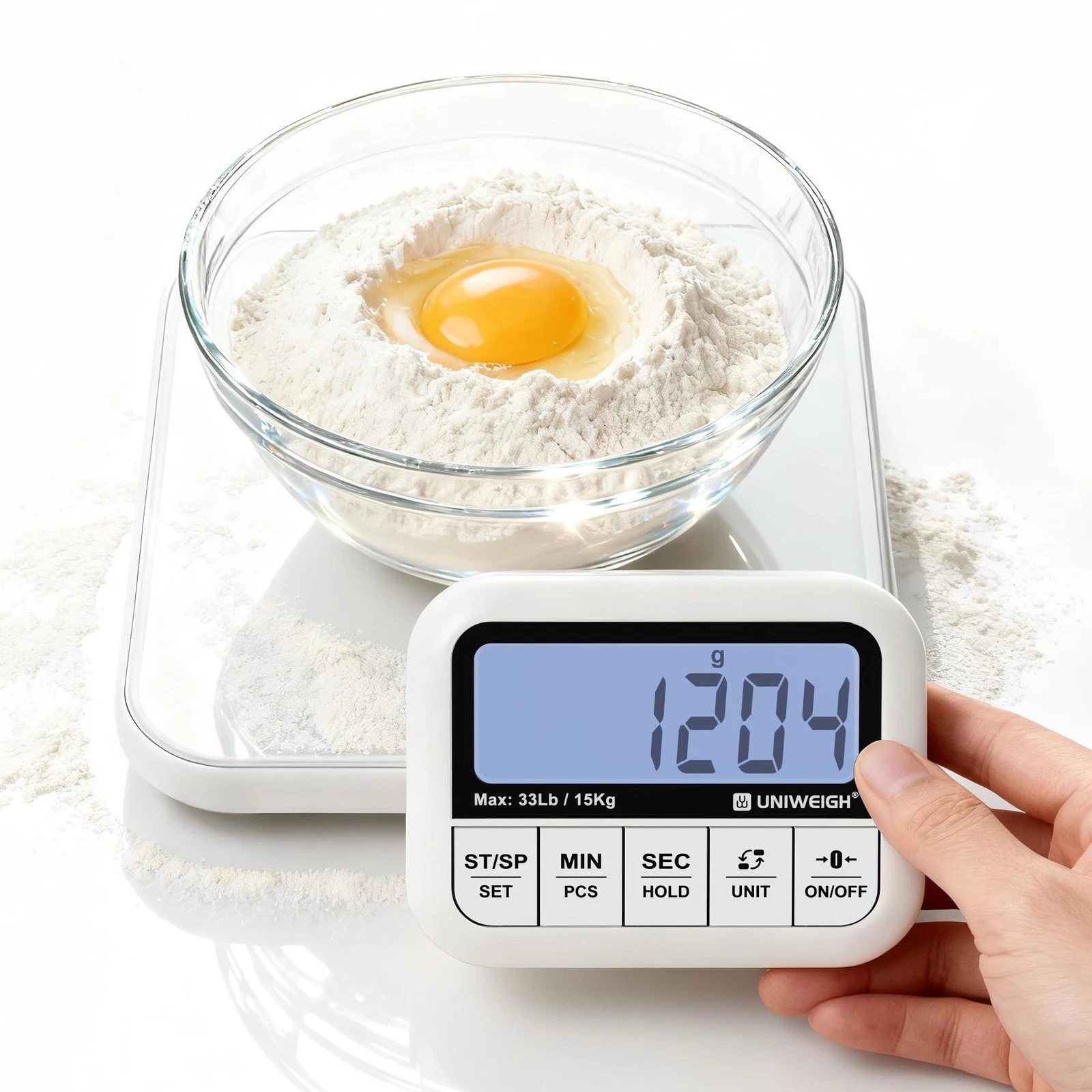 UNIWEIGH Digital Kitchen Food Scale 33lb-Detachable LCD Display,1g/0.1oz Prec...