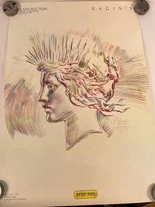 Vtg Signed Peter Max "Liberty Lady" Kagin's Ana Auction Poster