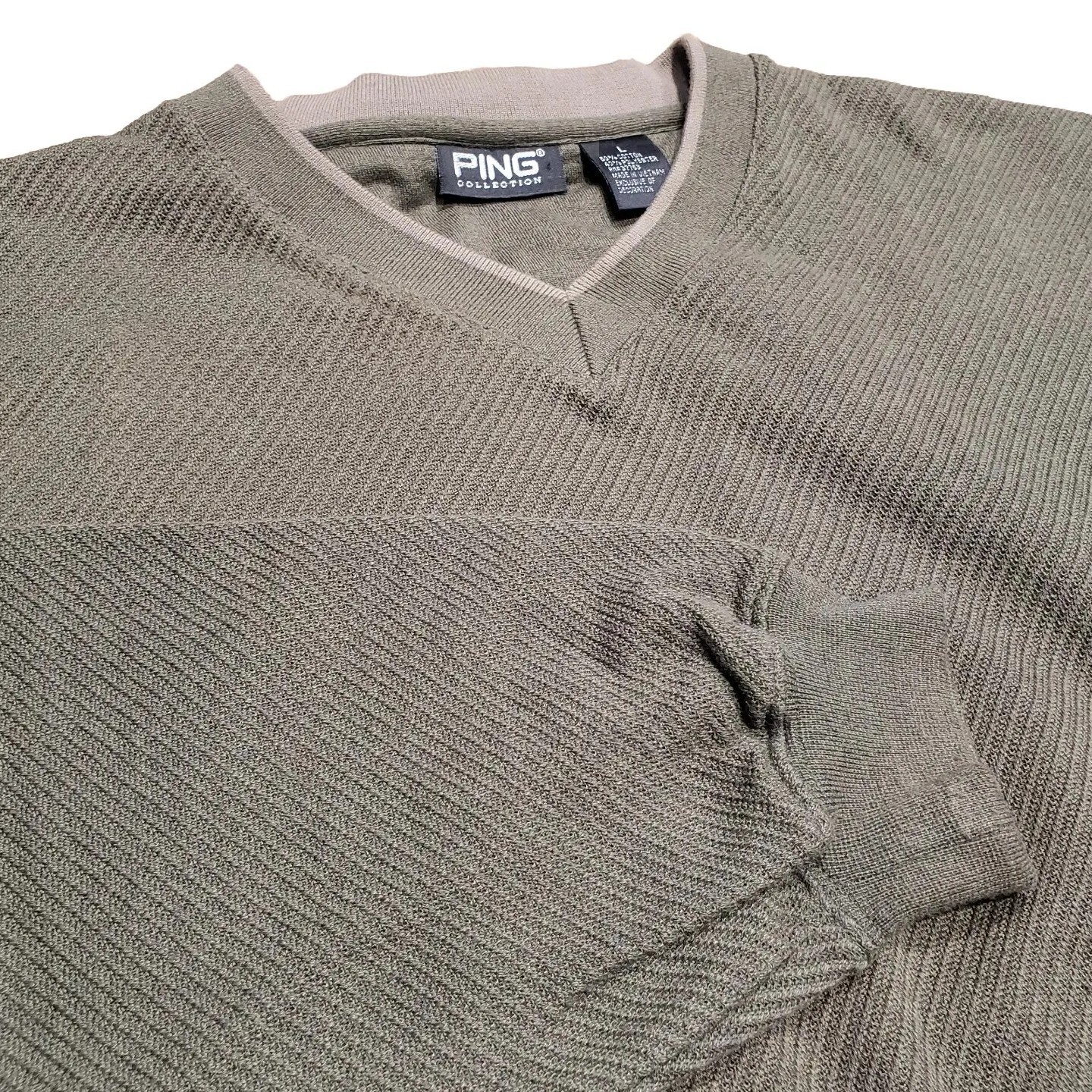 Ping Collection Green Long Sleeve Golf Warm Sweater V-Neck W