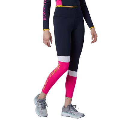 New Balance Damen Fast Flight Leggings Schwarz Pink Gym Training Fitness Workout