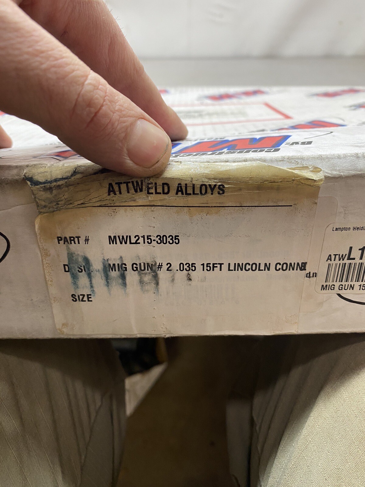 Masterweld Products MWL215-3035 MIG Gun TW2 180 AMP, 15', 030-035, LINCOLN