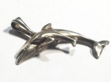 Sterling Silver Mother Dolphin  Baby Dolphin Pendant 3.2 Gms Solid Bale Leaping
