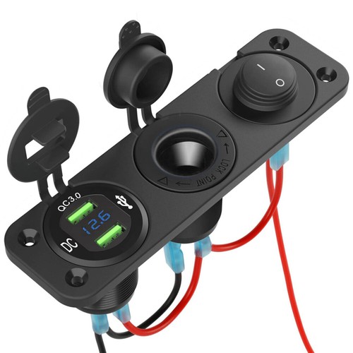 Gniazdo USB Kamper 12V, Auto QC 3.0 z przełącznikiem USB Wbudowane gniazdo DC,12 Vol - Zdjęcie 10 z 14