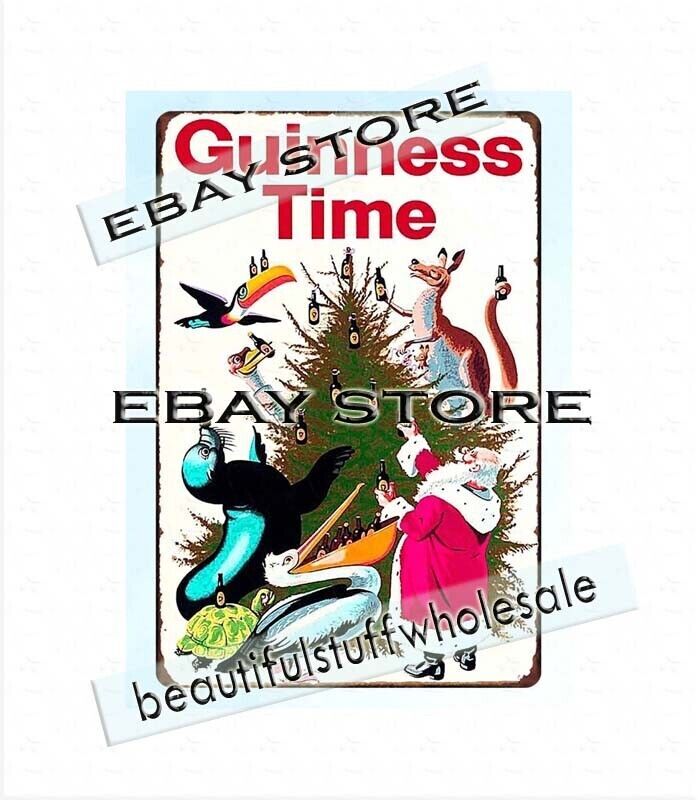 Retro English Pub Beer Time Santa Claus Irish Stout Tin Wall Art Sign  