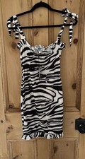 NEW with TAGS PLT ANIMAL PRINT DRESS size 8 ZEBRA BLACK PRETTYLITTLETHING