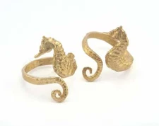Seahorse Adjustable Ring Raw brass (20mm 10US inner size - Adjustable ) Oz3683