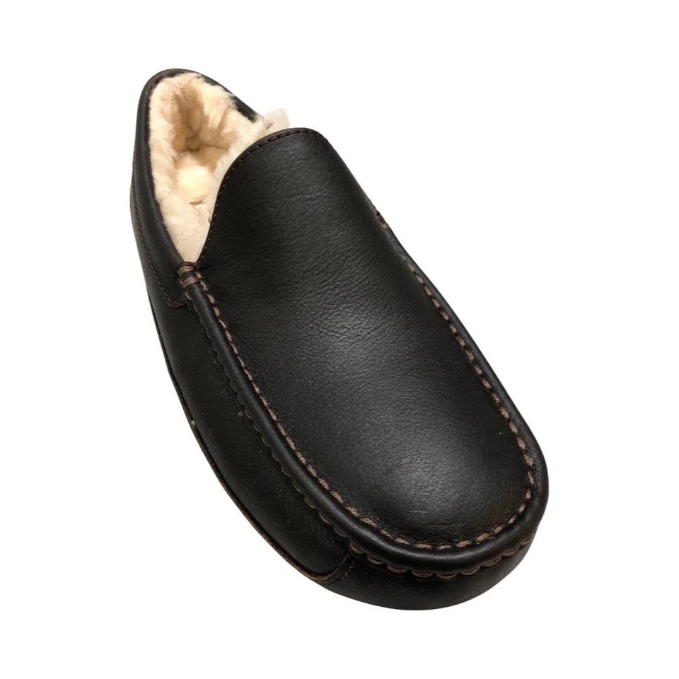 Zapatillas UGG Ascot de cuero marrón especias oscuras para hombre 5379 Foto 2 de 4