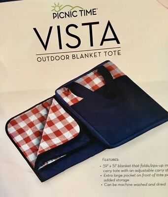 Beach  Picnic Time Vista Outdoor Blanet Tote - Blue Navy - Large 59x51'' 