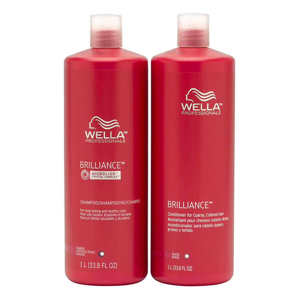 Wella Brilliance Shampoo and Conditioner Liter Duo for Coarse Colored Hair 2 ...