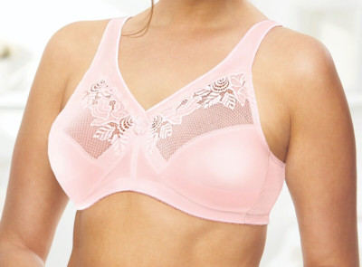 Glamorise MAGIC LIFT MINIMIZER Bra 36G (WIRELESS) Lace (WIDE-STRAPS) Pink NEW