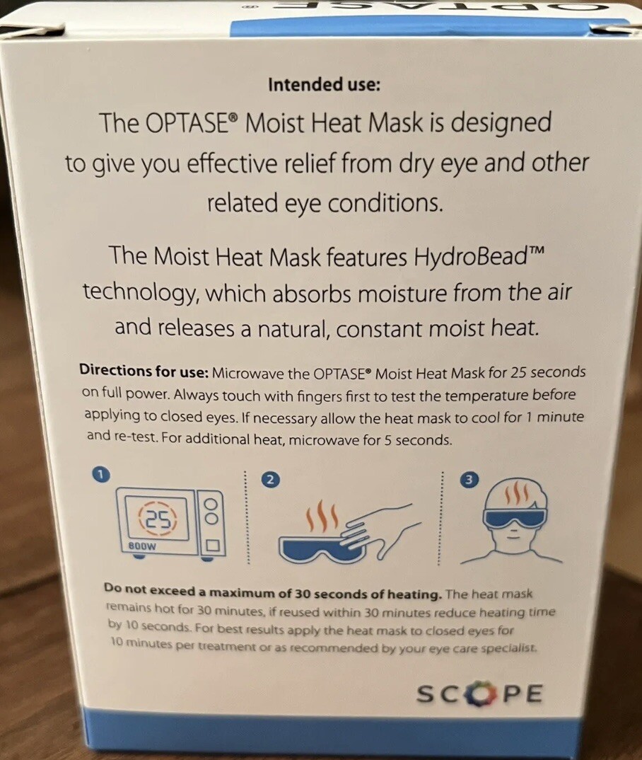 NEW OPTASE Moist Heat Dry Eyes Mask Headache Beauty Migraine Relaxation