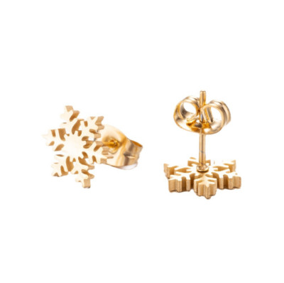 Punk Unisex Titanium Tiny Flower Snowflake Gold/Silver Stud Earrings