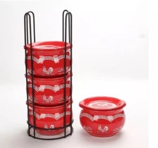 Temp-tations Doodle Doo 9-Piece Stack-a-Bowls with Wire Rack K84901  Red