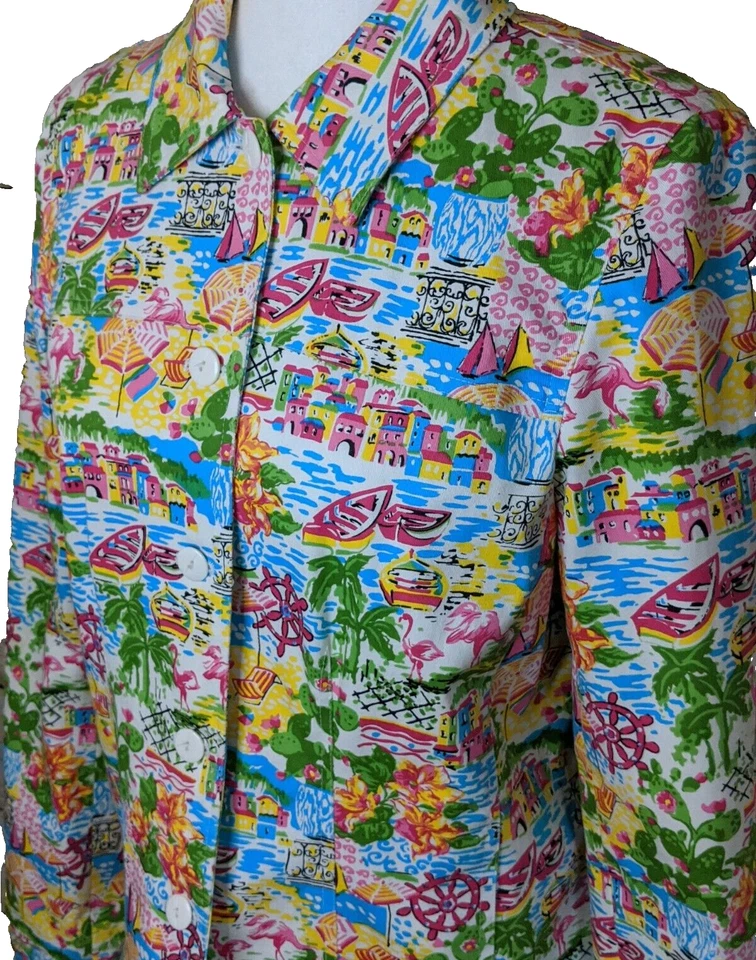 Blazer Rafael Mujer 10 Artsy Playa Tropical Resort Crucero Flamencos Ropa de Resort Foto 3 de 4