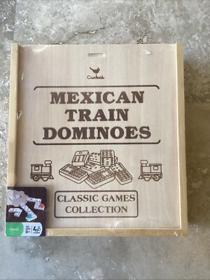 Cardinal Classic Collection Mexican Train Dominoes Train Marker Wood Box