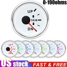 52mm White 7 Colors LED Trim Meter Gauge Up-Down 0-190ohm for Marine Boat Yacht 