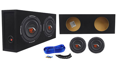 (2) Rockville W10T4-S2 10'' Shallow 3200 Watt Car Subwoofers+Sealed Sub Enclosure