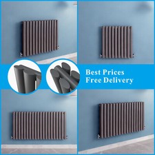 Anthracite Horizontal Designer Radiator Oval Column Central Heating Rad UK