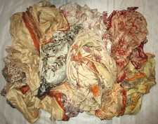 BBI LOT PURE SILK Antique Vintage Sari REMNANT Fabrics 100 GRAMS Cream Craft