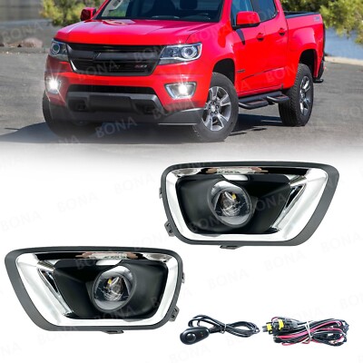 Pair For 2015-2020 Chevy Colorado LED Fog Lights Front Bumper Lamps with Bulbs