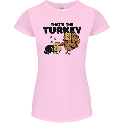 T-Shirt Thanks Giving Christmas Truthahnkatze Damen Petite Cut
